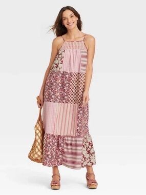 Universal Thread Pink Patchwork Maxi Dress